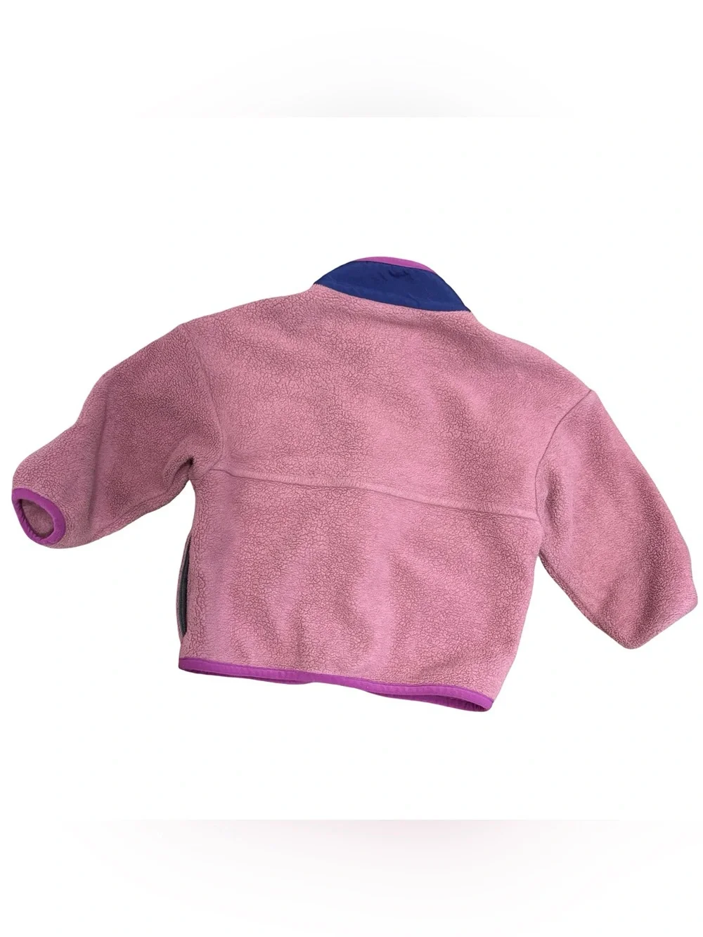 Patagonia Baby Synchilla Fleece Jacket Pink blue chest pocket and trim 12-18M